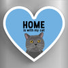 Heart Fridge Magnet Home is with my Cat - Blue