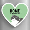 Heart Fridge Magnet Home is with my Cat - Green