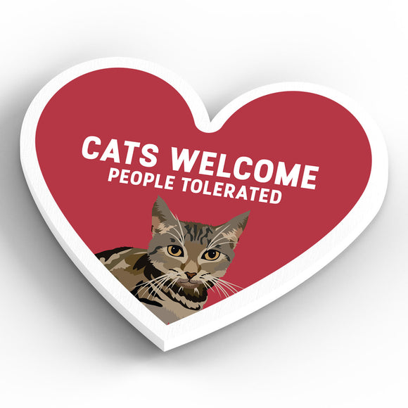 Heart Fridge Magnet Cats Welcome - Red