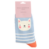 Miss Sparrow Bamboo Cat Socks 'Kitty Stripes’ Powder Blue