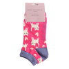 Miss Sparrow Ladies Bamboo Trainer Socks 'Sleepy Cats’ Hot Pink