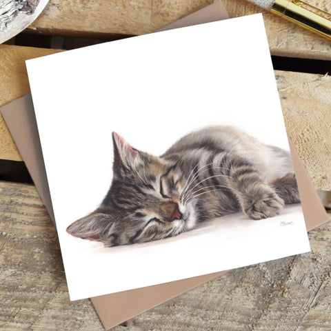 Marie Brown Sleeping Cat Greetings Card