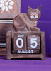 Fair-trade Handmade Wooden Sitting Cat Calendar 7 x 10cm