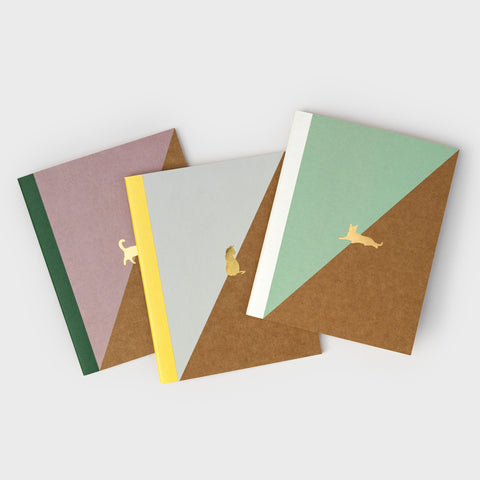 A5 Cat Kraft Notebooks 3 Pack – Recycled Paper Eco-Friendly Journals