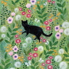 Black Cat in Flowers Greetings Card Any Occasion