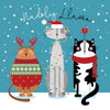 Three Cats Welsh Christmas Card - Nadolig Llawen