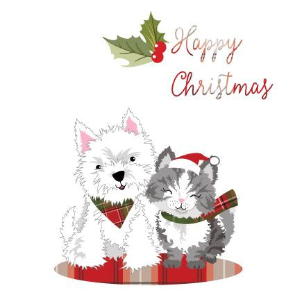 Cat and Scottie Dog Christmas Card