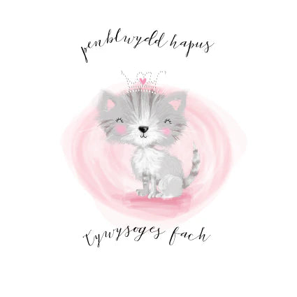 Penblwydd Hapus Tywysoges Fach - Cat Birthday Card