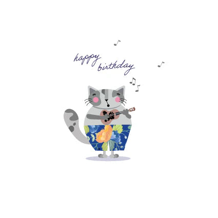 Cat with Guitar Birthday Greetings Card