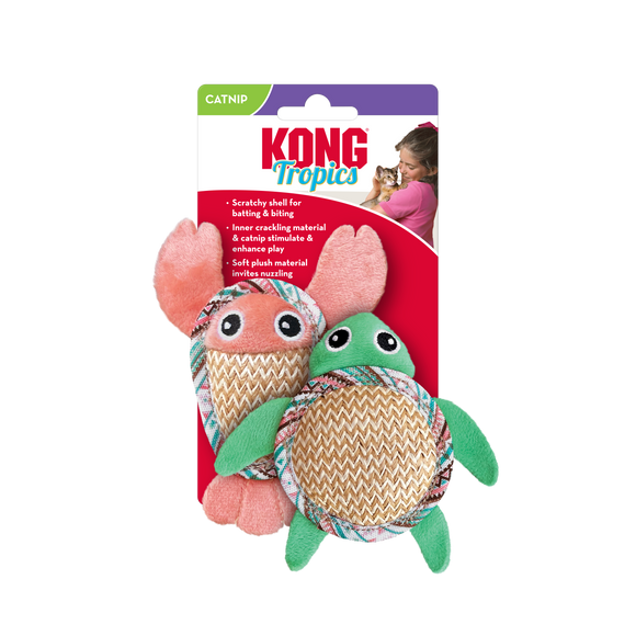 KONG Tropics Sea Pals Catnip Crinkle Cat Toys 2 Pack