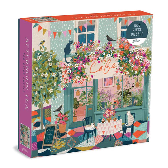 Afternoon Tea 500 Piece Cat Jigsaw Puzzle by Galison