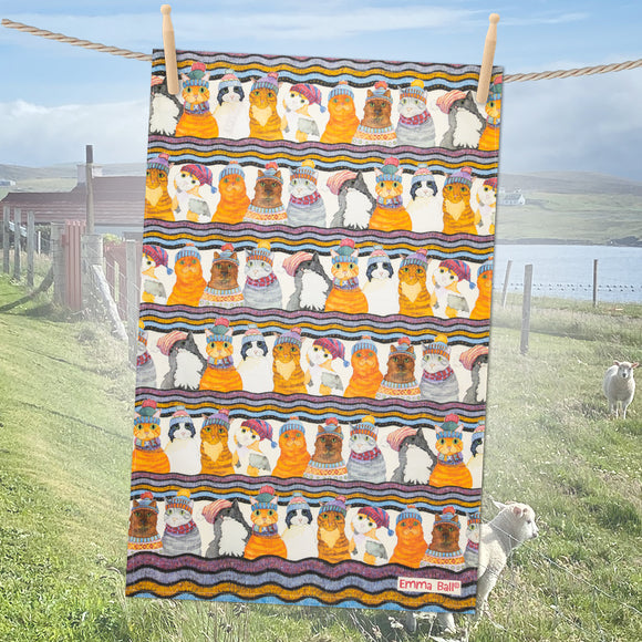 Emma Ball Cats in Hats Large Cotton Tea Towel