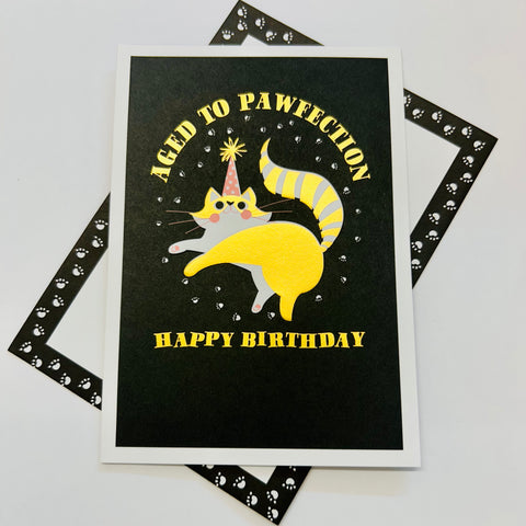 Art File Value Cat Greetings Birthday Card: Aged to Pawfection