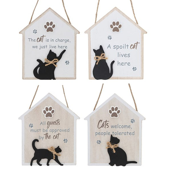 Moggy Mates Wooden Hanging House Cat Plaque
