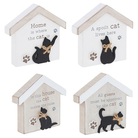Moggy Mates Wooden House Standing Cat Plaque