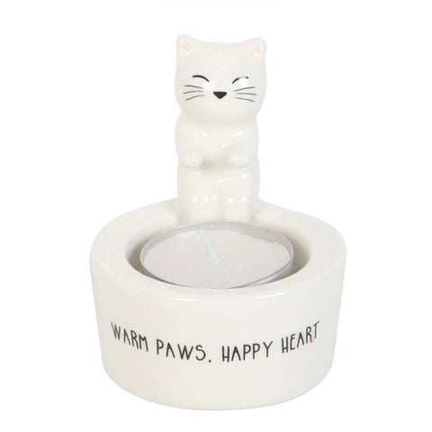 Warm Paws, Happy Heart Cat Tea Light Holder