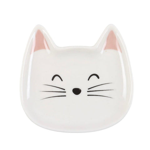 White Cat Face Ceramic Jewellery Trinket Dish