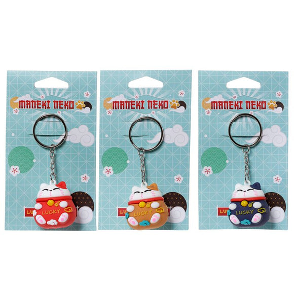 Maneki Neko Lucky Cat 3D PVC Keyring