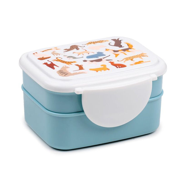 Feline Fine Stacked Bento Lunch Box with Cutlery