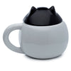 Feline Fine Black Cat Peeping Lid Ceramic Mug