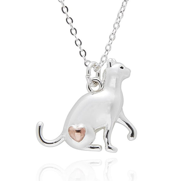 Equilibrium Silver Plated Two Tone Love Cat Necklace