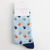 Mr Sparrow Men's Bamboo Cat Socks ‘Paws & Stripes' Light Blue