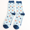 Mr Sparrow Men's Bamboo Cat Socks ‘Paws & Stripes' Light Blue