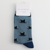 Mr Sparrow Men's Bamboo Cat Socks ‘Peeking Cats' Denim