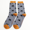 Mr Sparrow Men's Bamboo Cat Socks ‘Peeking Cats' Inky Blue