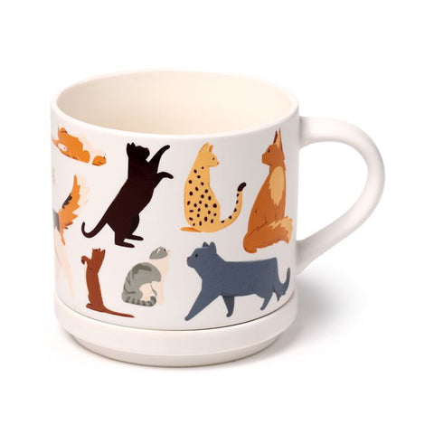 Feline Fine Large Porcelain Mug & Coaster Lid set
