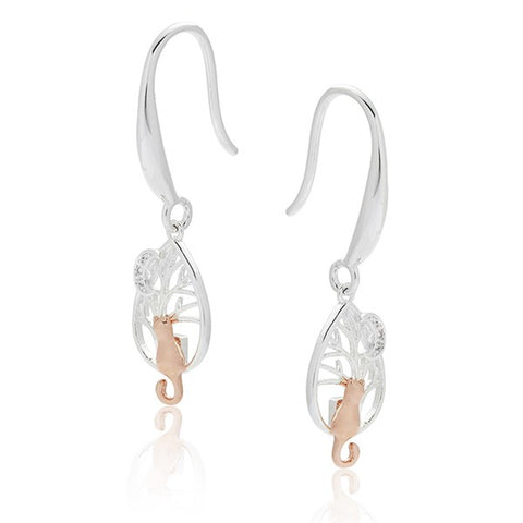 Equilibrium Silver Plated Moon Gazing Cat Earrings