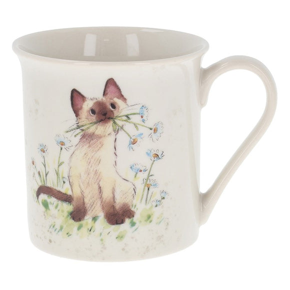 Paper Shed Delightful Siamese & Daisy Cat Mug