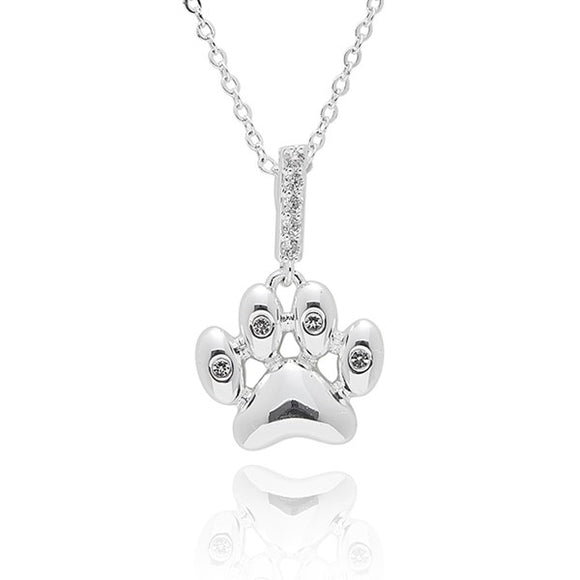 Equilibrium Silver Plated Paw Print Cat Necklace Pendant