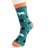 Miss Sparrow Bamboo Socks 'Black & White Cats' Teal