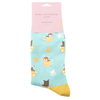 Miss Sparrow Ladies Bamboo Cat Socks 'Cats in Cups' Aqua