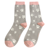 Miss Sparrow Ladies Bamboo Cat Socks 'Paw Print' Grey