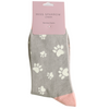 Miss Sparrow Ladies Bamboo Cat Socks 'Paw Print' Grey