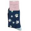 Miss Sparrow Ladies Bamboo Cat Socks 'Paw Print' Navy