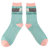 Miss Sparrow Ladies Bamboo Cat Socks 'I Loaf You' Duck Egg