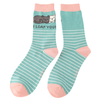 Miss Sparrow Ladies Bamboo Cat Socks 'I Loaf You' Duck Egg