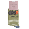 Miss Sparrow Ladies Bamboo Cat Socks 'I Loaf You' Moss Green