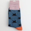 Miss Sparrow Ladies Bamboo Cat Socks 'Peeking Cats' Denim Blue