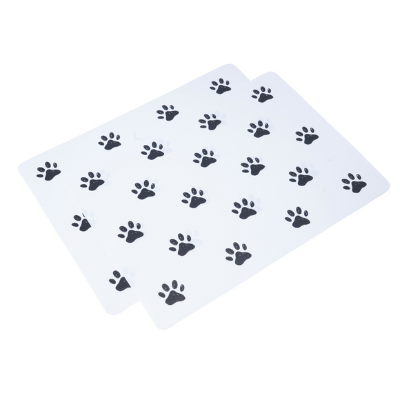 Paw Print Cat Food & Water Place Mats Twin Pack