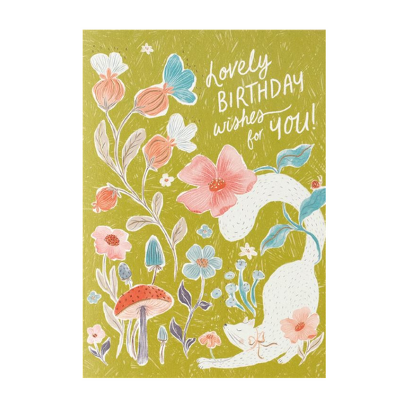 Lovely Birthday Wishes White Cat Birthday Card