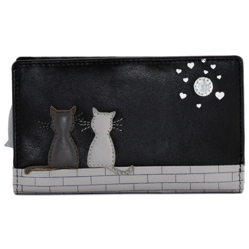 Mala Leather Midnight Cats Bifold Purse RFID Black Cat World Feline Superstore