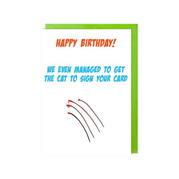 Cat Scratches Humorous Birthday Card