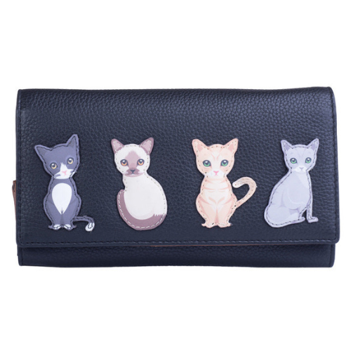 Mala Leather Best Friends Cats Matinee Purse RFID