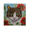 Handcrafted Decorative Poppy Patch Prowl Cat Tile 8x8"
