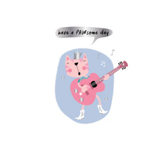 Cat Silver Foil Greetings Card - Pawsome Day