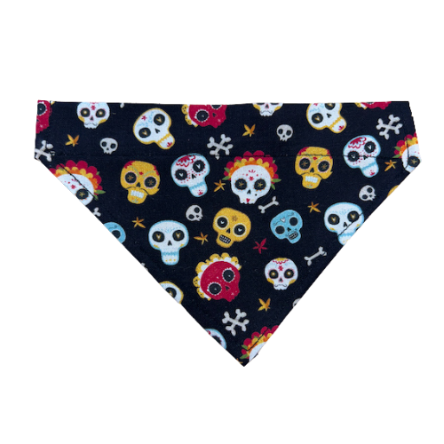Handmade Cat/Dog Over the Collar Bandana Colourful Skulls